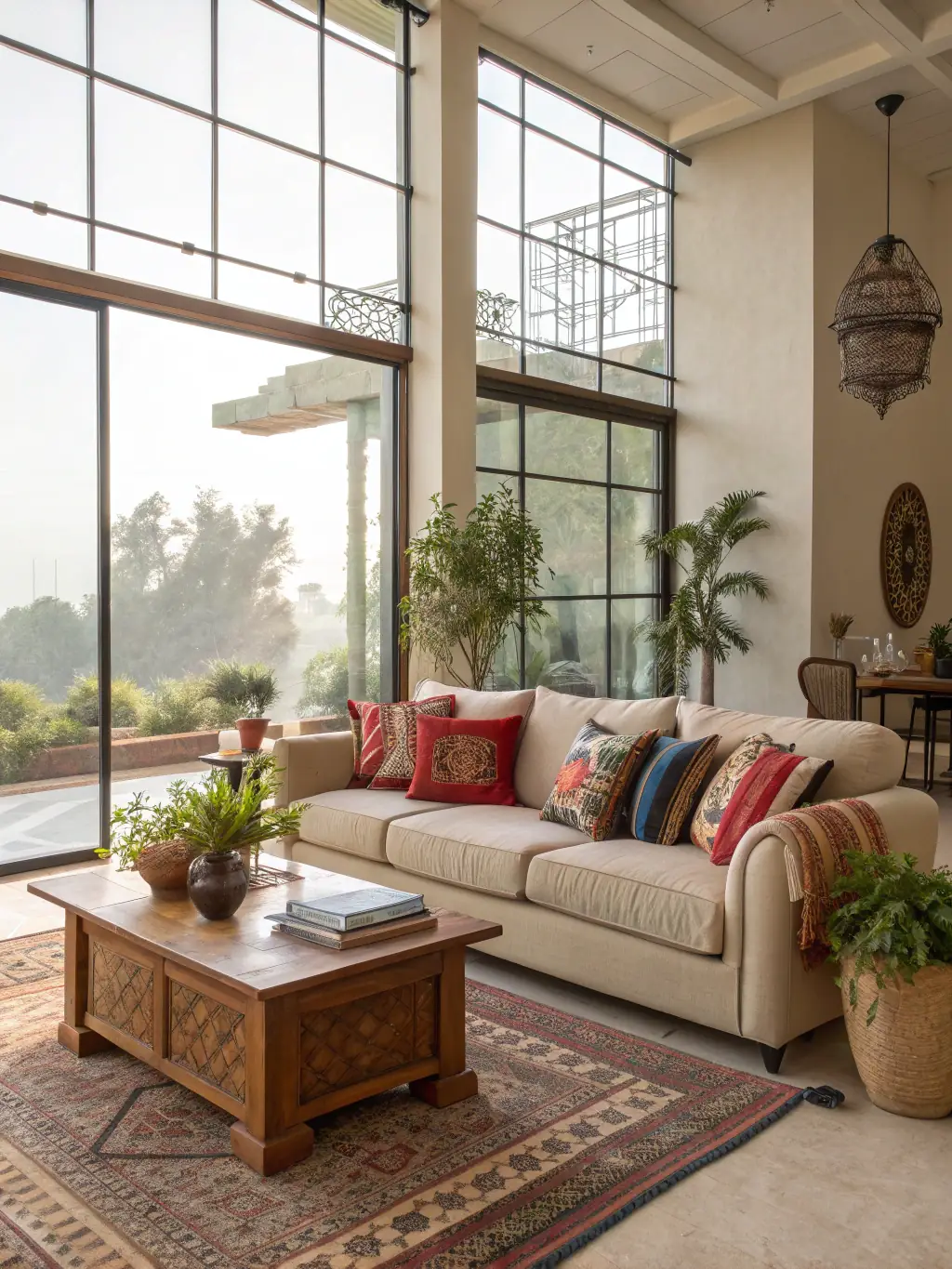 Bright, well-composed images of a modern living room with natural light, demonstrating real estate imagery services.